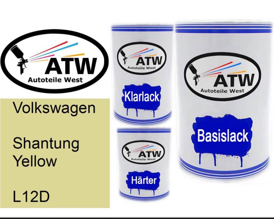 Volkswagen, Shantung Yellow, L12D: 500ml Lackdose + 500ml Klarlack + 250ml Härter - Set, von ATW Autoteile West.